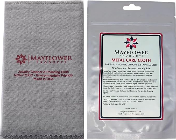 Mayflower Products Pro Size Jewelry Polishing Cloth + Metal Care Kit. Clean All Your Metals at Home: Silver, Gold, and Platinum Plus Stainless Steel, Copper, Brass, and Chrome
