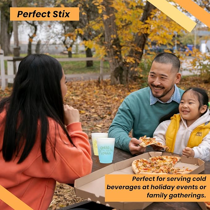 Perfect Stix 16oz Frost Flex Cups with Gobble Till You Wobble Print - Pack of 25ct