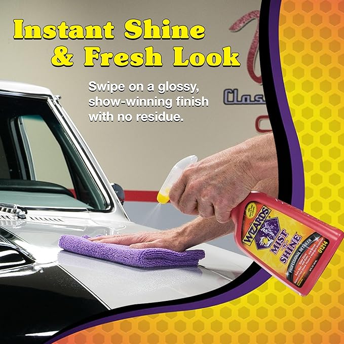 Wizards Mist-N-Shine Detail Spray and Tire & Wheel Vinyl Shine Bundle - 22 Oz - Car Exterior Cleaner for Auto Detailing Supplies - Cleans and Protects Tires, Wheels and Trim