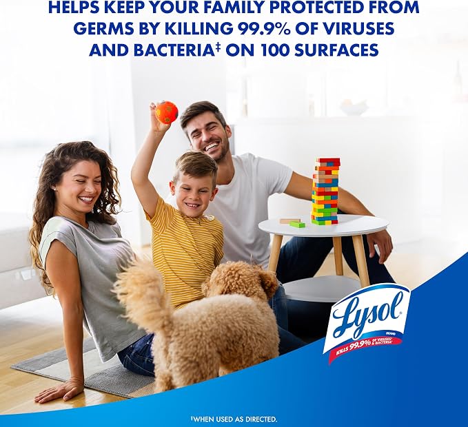 Lysol Disinfectant Spray, Household Essential Cleaning Supplies, Multi-Purpose Room Spray, Antibacterial Sanitizer Spray, Upholstery Deodorizer, Home and Bathroom, Crisp Linen,19 Fl Oz