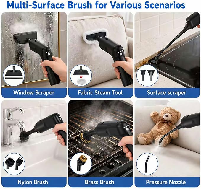 2500W Handheld Steam Cleaner for Home, 15s Heat-Up Hand Held Steamer for Cleaning with 20Pcs Accessories, 54oz(1.6l) Large Tank, Hand Held Steam Cleaner for House, Car, Grout, Tile, Furniture