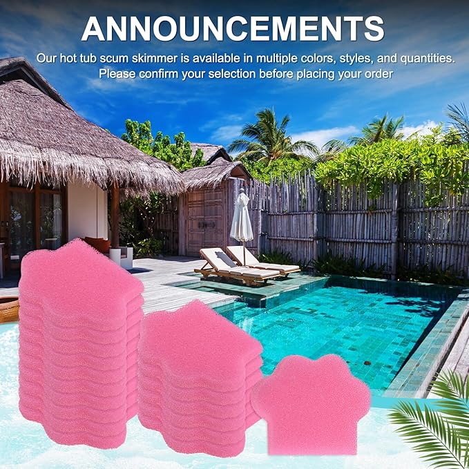 M METERXITY 20-Pack Hot Tub Scum Absorber, 9x12 Cm/3.5x4.7 Inch Sponge Cat Paw Pattern Scum Balls for Spa, Bathtub and Swimming Pool to Soak Up Oils Bathtub Accessories [Pink]