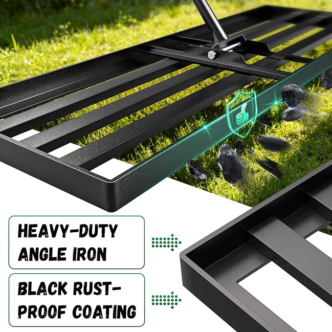 48X12 inch Lawn Leveling Rake,Leveling Rake 78" Long Handle, Yard Level Rake,Heavy Duty Leveling Rakes Suit for Garden,Golf Lawn and Farm,Effort Saving Tool for Soil Grass Golf Field