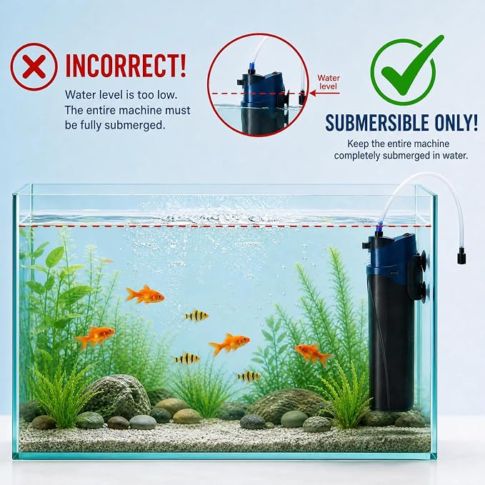 coospider-repta 132GPH Fish Tank Filter Aquarium Green Clean Submersible Machine, U-V for Aquarium for 10-60 Gal Tank