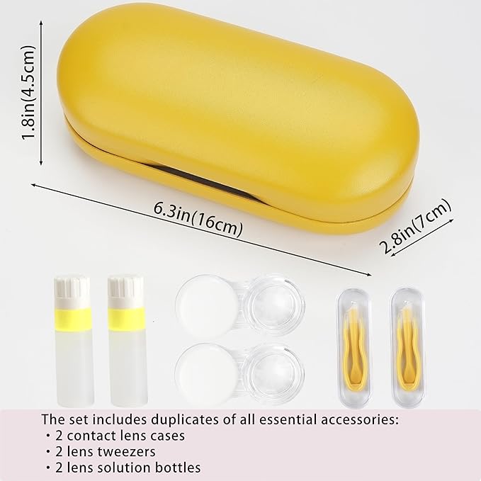 Lasiyanor 2 in 1 Eyeglass Case Portable Double Sided Contact Lens Box Multifunction With Tool for Travel Daily Outdoor