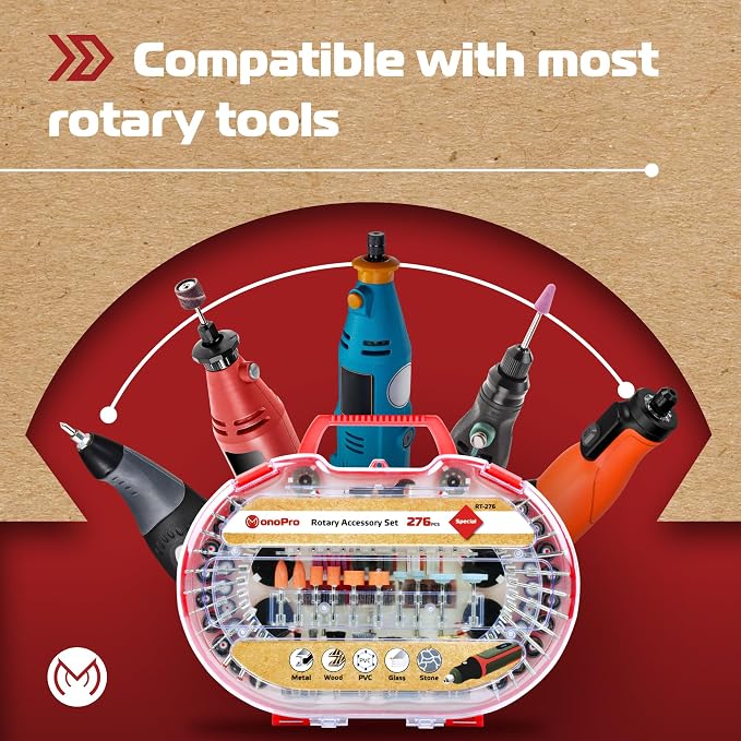 276 PCS Rotary Tool Accessories Kit, 1/8-in Shank Rotary Tool Kit, Universal Fitment for Easy Polishing, Sanding, Cutting, Drilling, Engraving, Sharpening, Grinding with Portable Storage Case