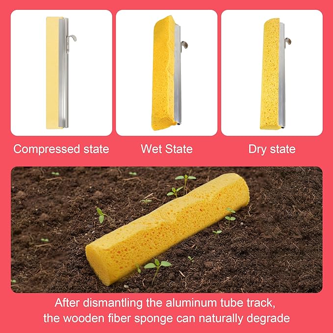 LILAC Cellulose Sponge Mop with 2 Replacement Heads, 4-Color Handle Choices for Zoned Cleaning, Super Absorbent Pop Up Roller Mop for Hardwood,Laminate Floors, Heavy Duty Floor Scrubber (Red)