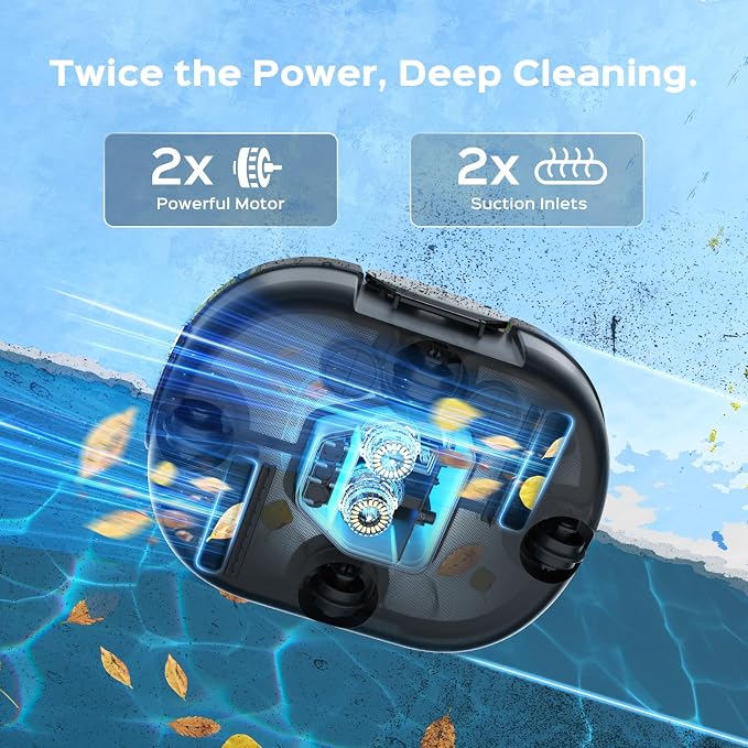 Automatic Robotic Pool Cleaner for Above Ground Pools, S1 Pro Cordless Pool Vacuum with Dual Motors, 120-Min Runtime, Large Debris Basket, Fast Charging and Auto Parking，Obsidian White