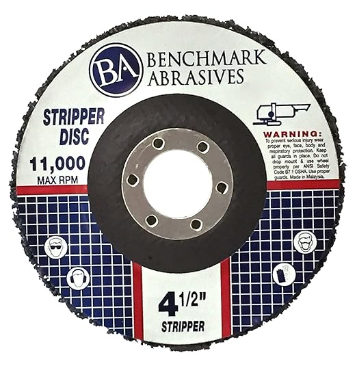 Benchmark Abrasives 4 1/2 Inch Stripping Disc with 7/8" Arbor Angle Grinder Disc Rust Remover for Metal Paint Stripper on Wood, Plastic - Metal Polishing Wheel - Silcone Carbide Strip Disc (10 Pack)
