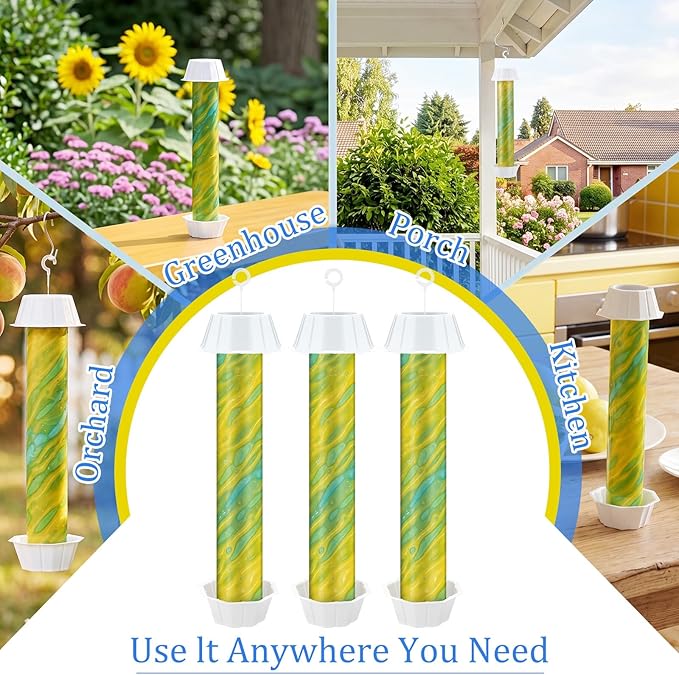 Qualirey 8 Pcs Fly Traps for Indoor Outdoor Hanging Fruit Fly Stick Trap Sticky Mosquito for Home Insect 10 x 2.5 Inches (Design-1,Yellow and Green)