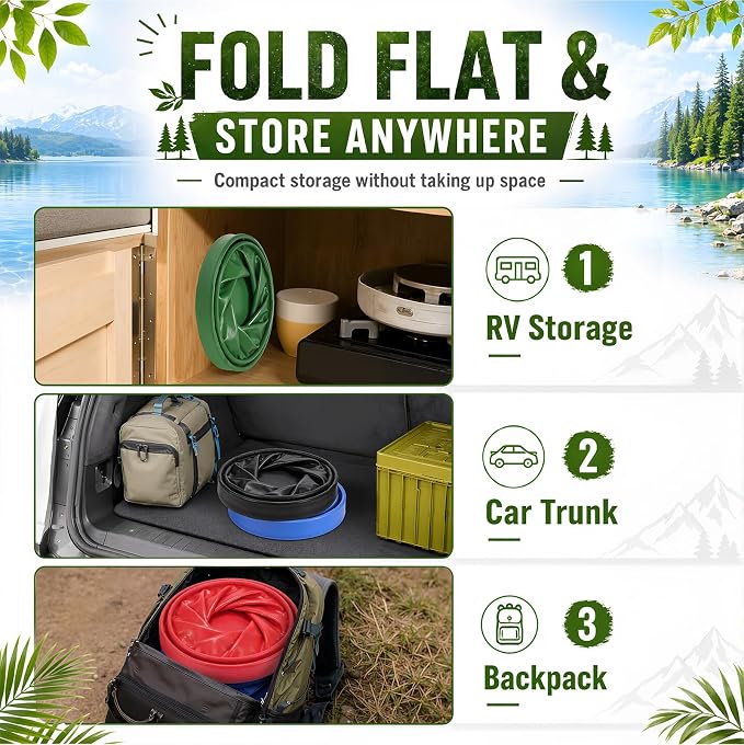 Mifoci 4 Pcs Collapsible Bucket 5 Gallon and 8 Gallon with Handle Portable Foldable Bucket for Camping Fishing Sturdy Leakproof Collapsible Cleaning Buckets for Car Wash RV Outdoor (Mixed Color)