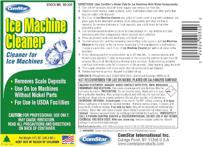Ice Machine Cleaner, 8 Ounces Designed to Remove Scale & Lime Deposits, Food-Grade Liquid, Most Effective Food Grade Liquid Descaler, Made in USA, (90-350)