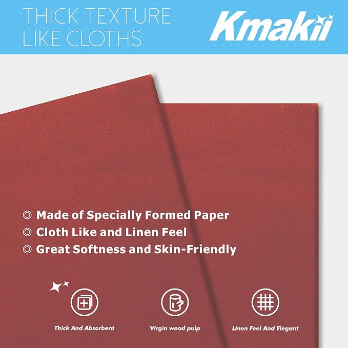 KMAKII Burgundy Disposable Dinner Napkins Linen-Feel Colored Paper Napkins Premium Cloth Like Napkins Ideal For Restaurant, Events, Weddings&Party,50 Pcs 16 x 16 inches