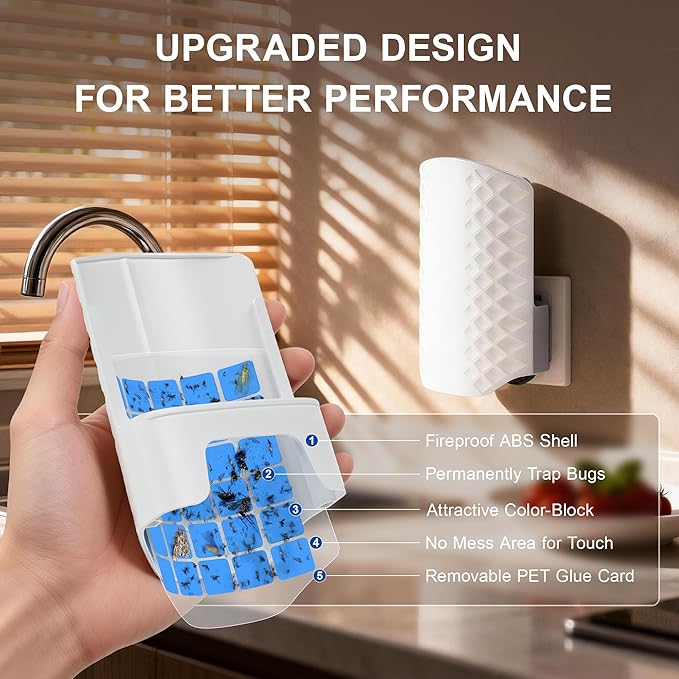 10 PCS Sticky Refills for Indoor Fly Trap, Original Replacement Glue Cards for Flying Insect Trap, Compatible with N386E & N386E-Pro (Refills Only)