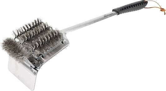 BBQ Dragon Grill Brush and Scraper – Heavy Duty BBQ Cleaner with Replaceable Head and Coal Rake – Stainless Steel Bristle Free Tool for Weber, Cast Iron, and Outdoor Barbecue Cleaning