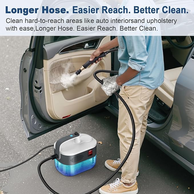 Steam Cleaner, 6-Level Adjustable Steamer for Cleaning, 10s Heat-Up,1.2L Large Tank, 2500W Portable Handheld Steam Cleaner, Multi-Surface Steam Cleaner for Home Car Kitchen Bathroom Grout Window
