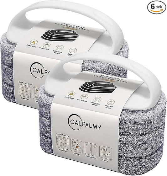 CALPALMY (6-Pack) Professional Sealer Applicator Pad with Handle, Non-Scratch Scrubbing Pads Perfect for Cleaning to All Natural Stone and Tile Like Marble, Granite, Concrete & Slate