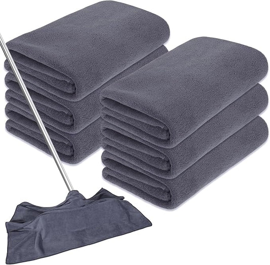 6 Pcs Extra Large Microfiber Cleaning Cloth Reusable Microfiber Towels Thick Washable Cleaning Towel for Home Office Windows Floors and Cars, 30 x 20 Inch(Grey)