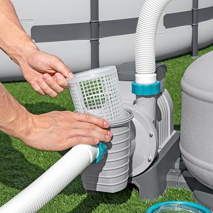 Bestway 3,000 Gallon Sand Filter Pool Pump for Above Ground Swimming Pools up to 17,600 Gallons with Pre-Filter Strainer Basket & Valve Adapter Set