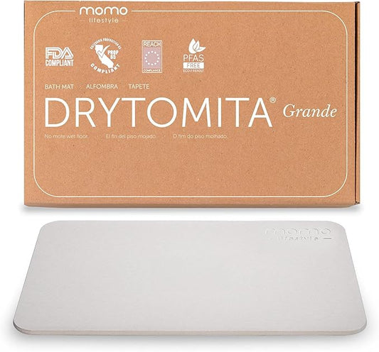 Momo Lifestyle Large Stone Bath Mat Drytomita – Quick Drying Diatomaceous Earth, Ultra Absorbent (Linen Grey, Grande 32" X 20")