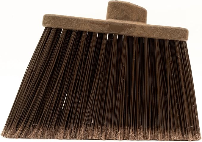 SPARTA Plastic Broom Head, Angled, Flagged for Small Debris Indoor, Outdoor, Home, Restaurant, Lobby, Office, 12 Inches, Brown, (Pack of 12)