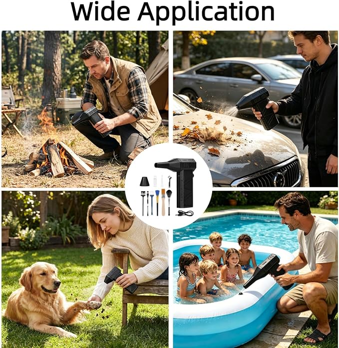 Air Caddy Golf Blower, Compressed Air Duster, Portable Electric Air Duster | 130000RPM Super Power Air Duster, 10 different cleaning brushes, Suitable for Keyboard Car Home Outdoor Cleaning