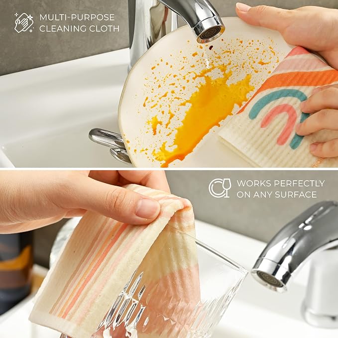MAISONOVO Swedish Dishcloths- Reusable Paper Towels - Swedish Dishcloths for Kitchen- Modern Pack of 4 - Reusable Paper Towels Washable Kitchen Cleaning Cloths