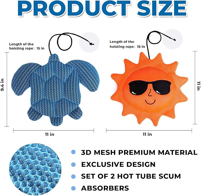 2 Pack Hot Tub Scum Absorber, Reusable Hot Tub Floating Sponge Absorber Cleaner, Hot Tub Accessories Absorb Oil & Dirt to Keep Your Hot Tub Water Clean and Clear