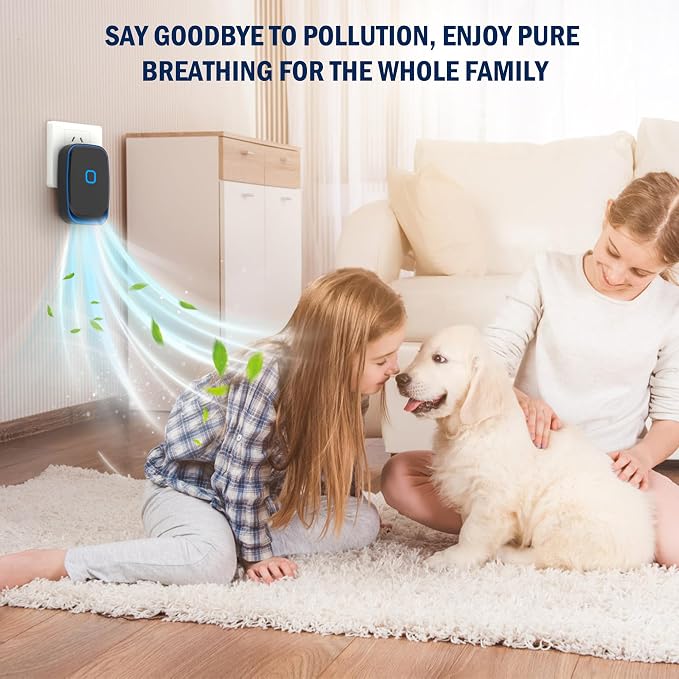Plug-in Negative Ion Air Purifier/Household Air Purifier/Negative Ion Purification System/ 100 Million ions/hr, Filterless & Silent, for Living Room, Bedroom, Pet Odors (Black, 6-Pack)