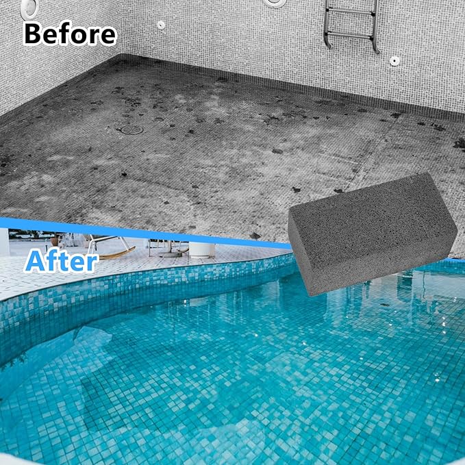 12 Pack Extra Large Pumice Stone for Pool Tile Cleaning, 8 x 4 x 3 Inch Pool Tile Cleaner Block, Pumice Stone for Cleaning Swimming Pool, Spa & Bathroom (Black)