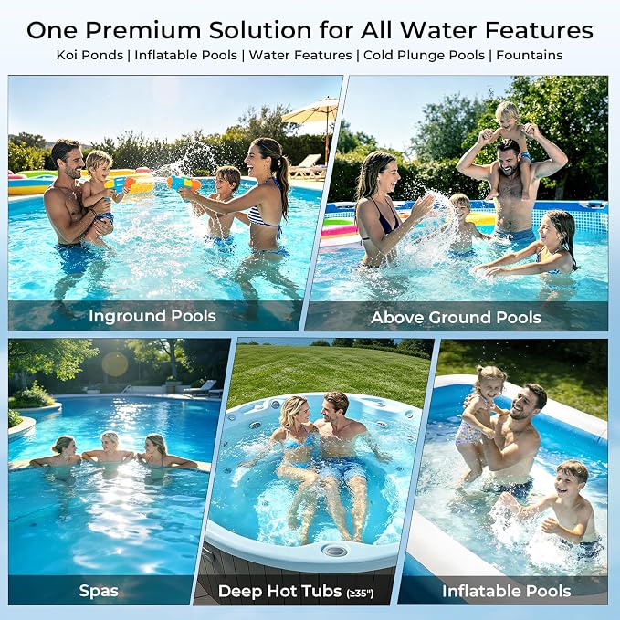 Pool Vacuum for Above Ground Pool, 1427 GPH Powerful Stable Suction, Telescopic Pole up to 90.7", 1H Runtime, Cordless Pool Vacuum for Inground Pools, Extra-Large Filter, Ideal for Leaves/Sand/Debris