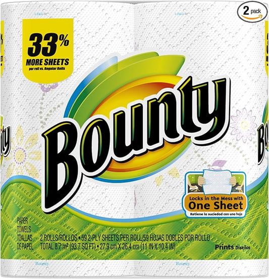 Bounty Paper Towels, Prints - 2 pk