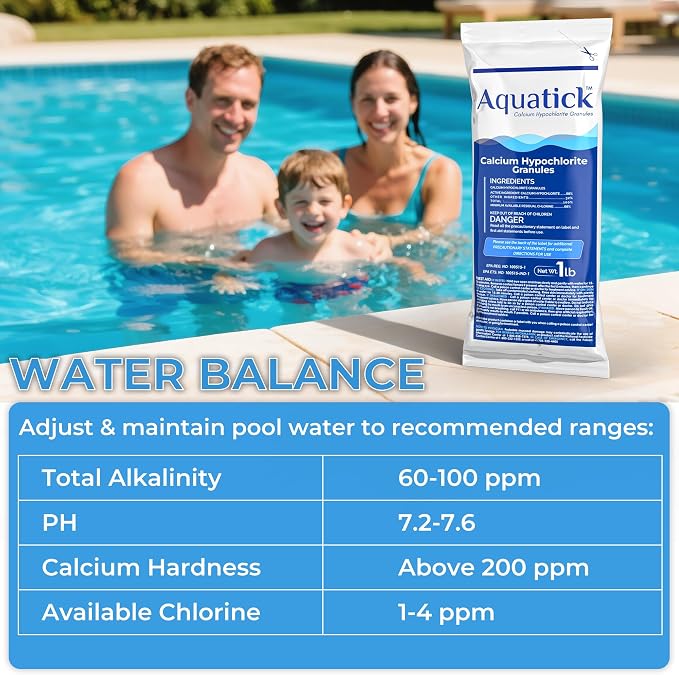 Pro-Grade Chlorine Pool Shock, 68% Cal-Hypo Granular Sanitizer, Prevents Bacteria & Algae, Restores Crystal Clear Water - Shock Treatment, Swimming Pool Chemical - 24 X 1lb