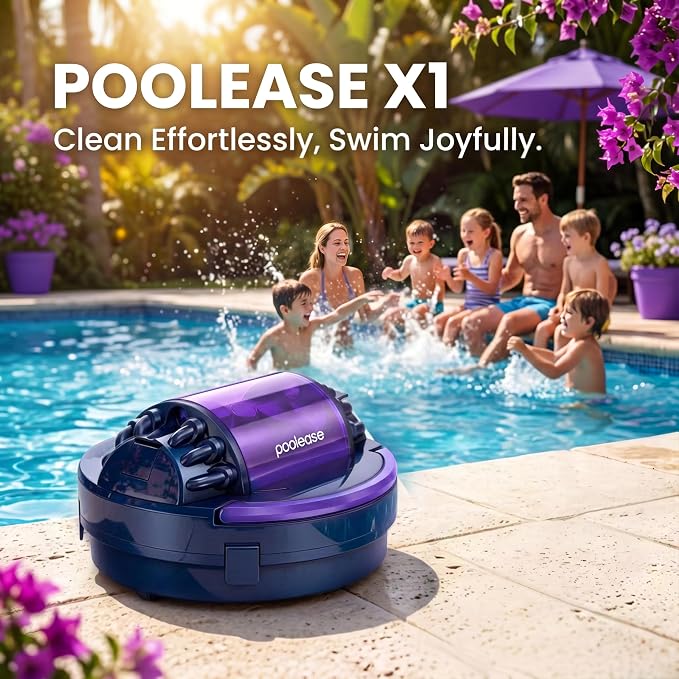 Cordless Pool Vacuum Robot with Dual high-Powerful Motors Provide Strong Suction, Self-Parking, 100 Min Runtime, Robotic Pool Cleaner for Above/In-ground Flat Pool up to 960 Sq.ft