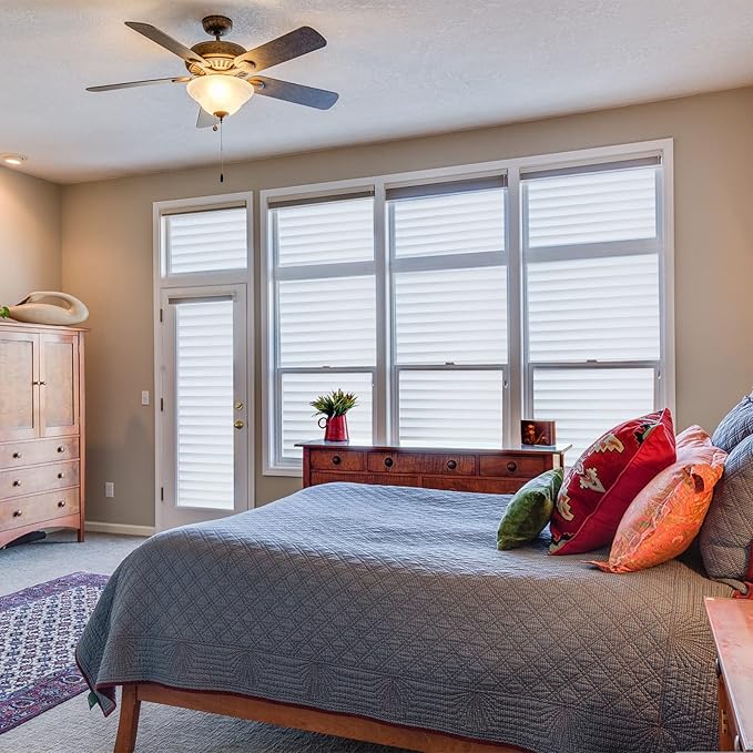 DERZGAO Window Privacy Film with Installation Tools, Blinds Pattern, Static Cling, Anti UV, Heat Control, Ideal for Home Shower Office Glass Door (Blinds Pattern, 35.4X157.4Inch)