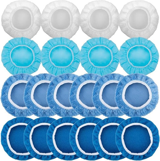 20PCS Car Orbital Buffer Polisher Pad Bonnet Set, 9-10 Inch Polishing Buffing Pads Bonnet Buffing Pad Cover, Microfiber Buffer Pads, Polisher Pads, Car Accessories for Polishing, Waxing and Cleaning