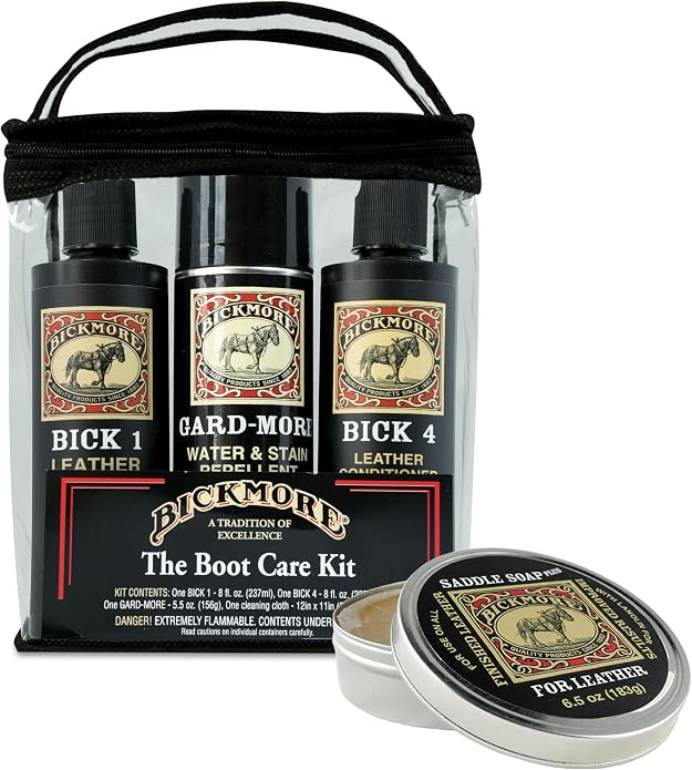 Bickmore Leather Care Kit | Saddle Soap, Bick 1 Leather Cleaner, Bick 4 Conditioner, and Gard-More Protector