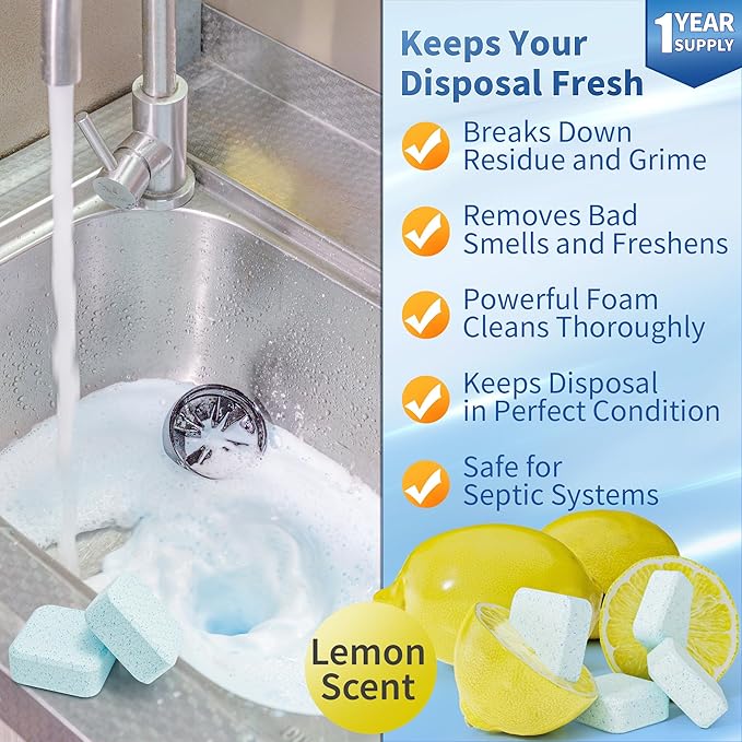 Universal Garbage Disposal Brush and Foaming Garbage Disposal 24 Tablets Bundle