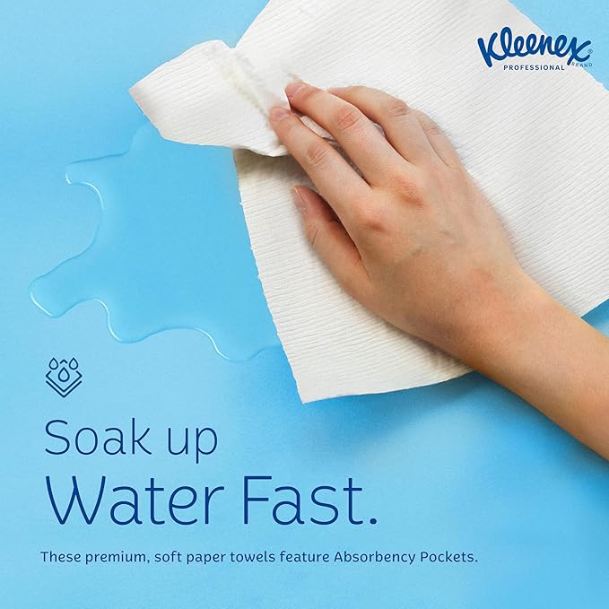 Kleenex Professional Premiere Towels, Bulk (13253), Fast-Drying Absorbency Pockets, Trifold, White (120 Sheets/Pack, 25 Packs/Case, 3,000 Sheet Total)