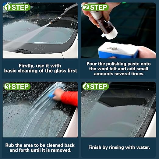 Glass Polish 100ml Cerium Oxide Glass Polishing Solution for Removing Oil Film, Water Spots, Eddies, Glass Water Stains, Wiper Marks on The Glass Surface, Restoring clearity (White, 100ml)