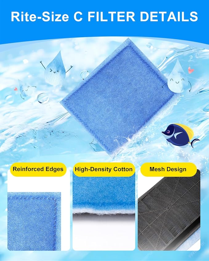 2+2 Pack Rite-Size C Aquarium Filters with Bio Wheel Aquarium Filter Compatible with Marineland Filter Penguin 200/200B/350/350B, Fish Tank Filters Replacement Kit