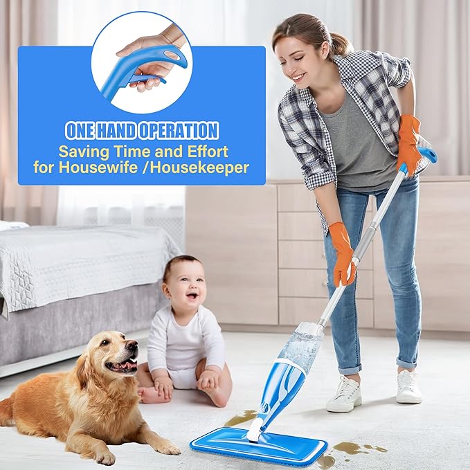 Microfiber Spray Floor Mops with 10 Mop Pads for Floors Cleaning