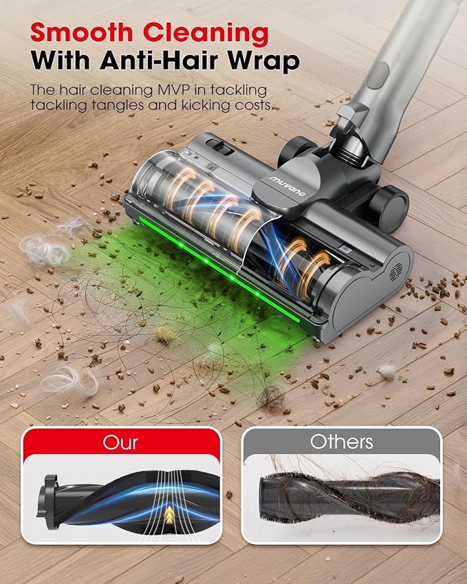 Cordless Vacuum Cleaners for Home, G26 Vacuum Cleaner, 45KPA Powerful Suction, Up to 60 Minutes, Tangle-Resistant, Rechargeable Stick Vac with Wall Mount for Pet Hair, Hardwood Floors