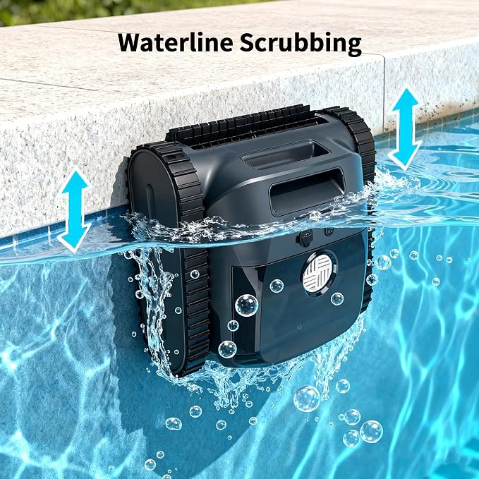 Cordless Robotic Pool Vacuum Cleaner, Intelligent Route Planning, Wall & Waterline Climbing, 120-Min Runtime, for Above Ground/Inground Pools up to 2000 sq. ft, APP Support,White