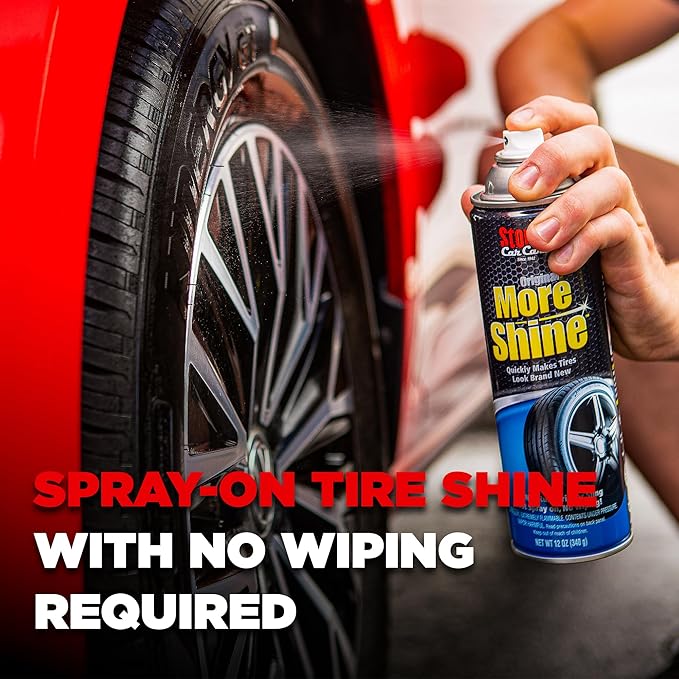 Stoner Car Care 91044-4PK Original More Shine Tire Shine Spray – Tire Dressing Restores Deep Matte Black Finish with Long-Lasting Rain-Resistant Protection, Dry-to-Touch – 12 oz (Pack of 4)