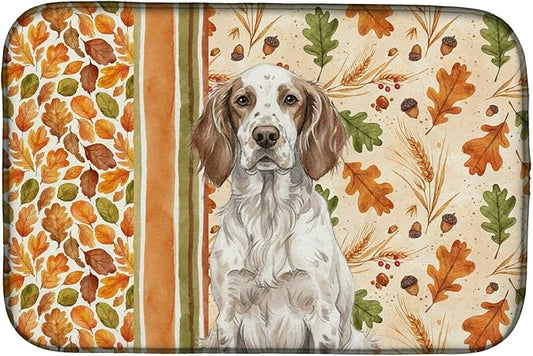 Caroline's Treasures Liver Belton English Setter Heirloom Fall Dish Drying Mat Absorbent Dish Drying Mat Pad for Kitchen Counter Dish Drainer Mat for Countertop, 14 x 21", Multicolor