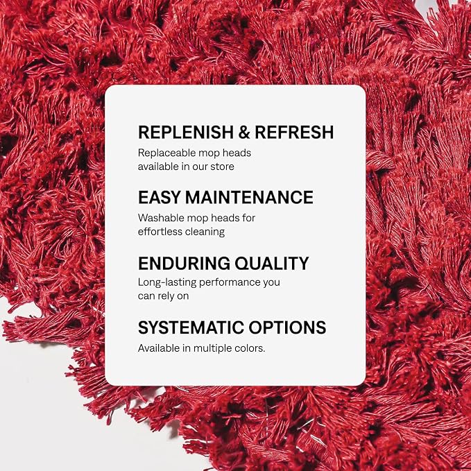 Commercial Dust Mop Replacement Head – 48 x 5 in. Cotton Nylon Reusable Mop Head – Industrial Dust Mop Refill for Floor Cleaning & Janitorial Supplies, Red