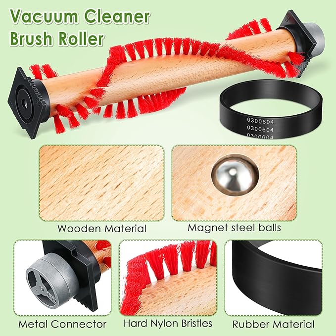 Landhoow XL Vacuum Brush Roller replacement parts with Vacuum Belt Compatible with Oreck XL Parts, Cleaner Belt compatible with 0300604, Upright Replacement Part for House and Office Clean (2 Pack)