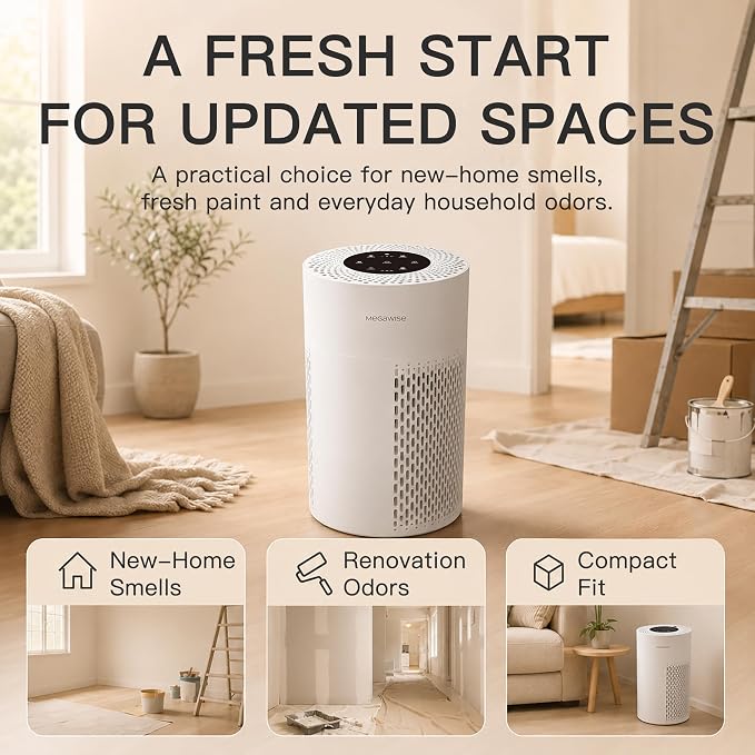 MEGAWISE Air Purifier EPI235A for Small Rooms | H13 True HEPA Filter | Removes Dust, Smoke, Pet Hair | Ideal for Home, Office, Bedroom