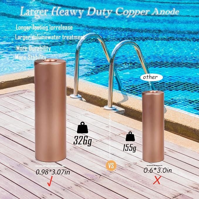 Solar Pool Ionizer - Enhanced with Latest Solar, 90% Less Chlorine, for Pools up to 45,000 Gal, Technology & Longer-Lasting Anode, Reduces Chlorine- Mineral-Based Pool Cleaning Device （Gray）